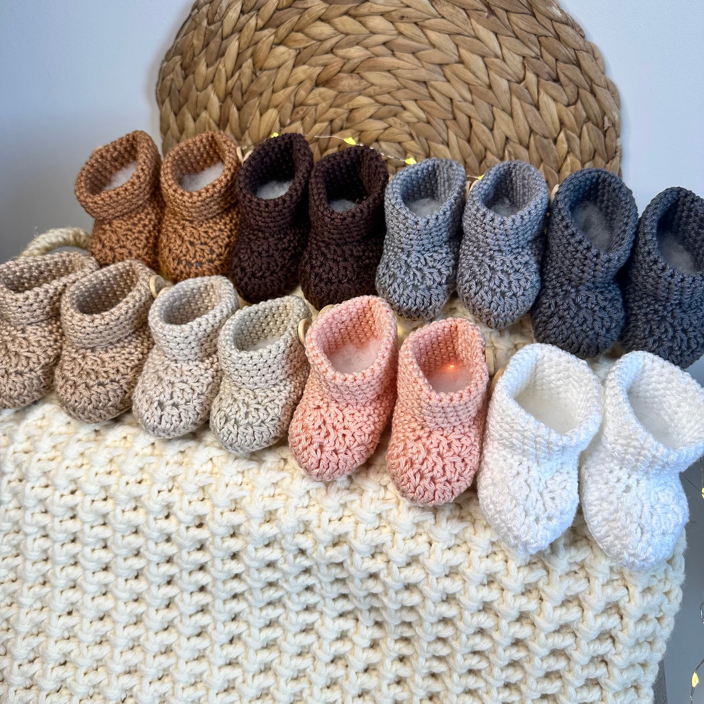 Chaussons blanc-marron-gris