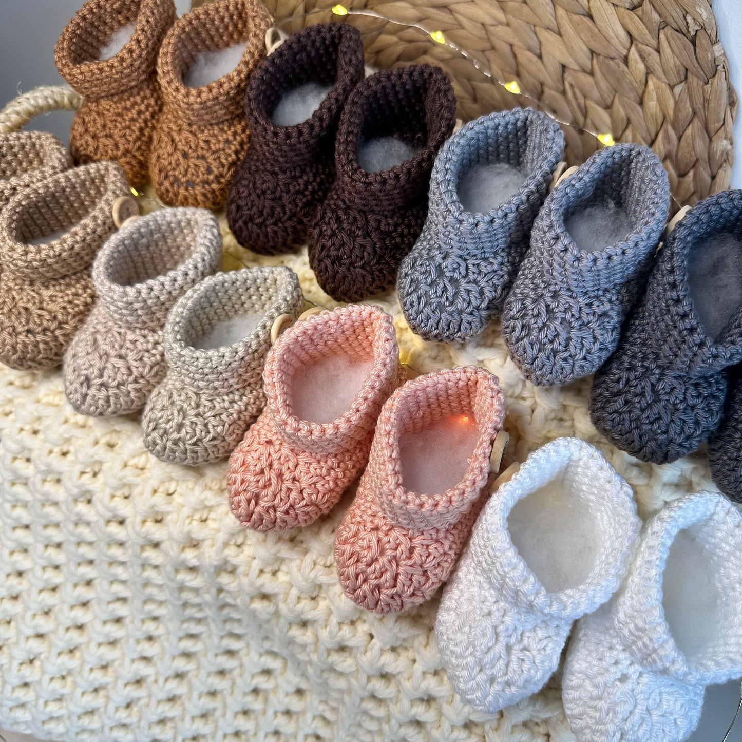 Chaussons blanc-marron-gris