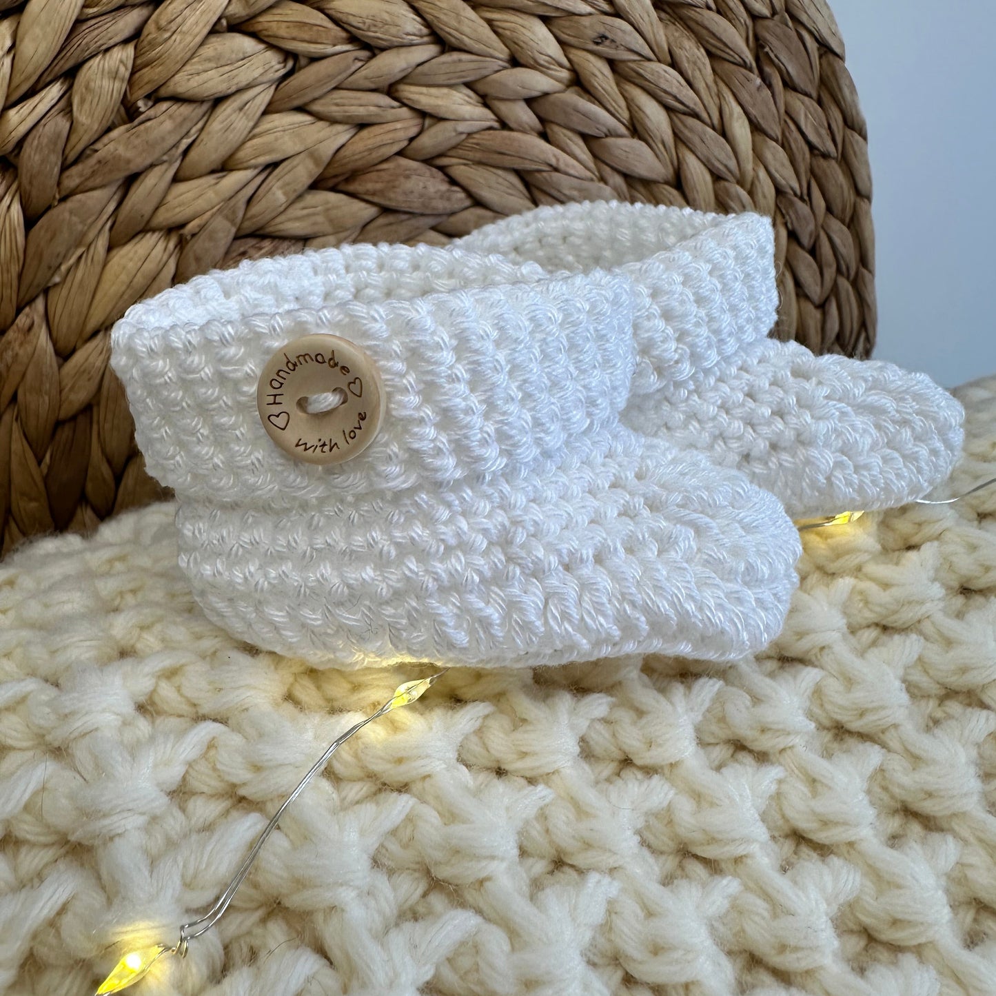 Chaussons blanc-marron-gris