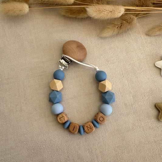 Attache tétine bleu & bleu clair