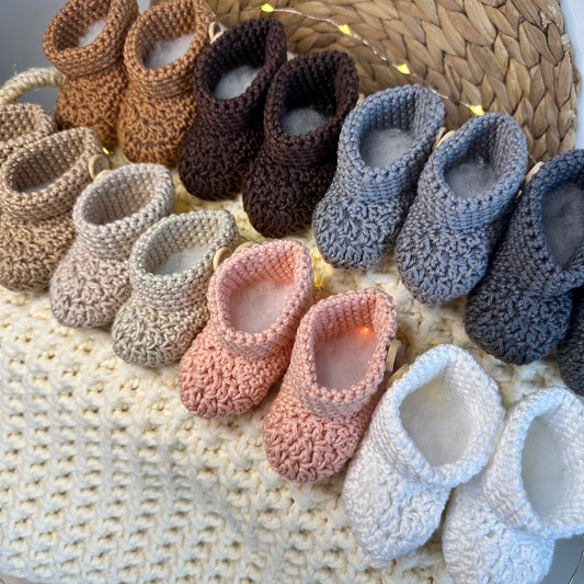 Chaussons blanc-marron-gris